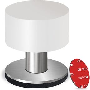 Door Stopper with Extra Sticker, Self-Adhesive Door Stop with Black Rubber Bumper & Stainless Steel Body - Heavy Duty Door Knob Wall Protector Sound Dampening for Home & Office Use