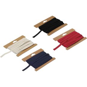 MECCANIXITY 1/4 Inch Double Fold Bias Tape Cotton Continuous Bulk Bias Tape for Sewing,Seaming Quilting Hemming Binding Crafts (Black,Warm White,Navy Blue,Deep Red 6 Yards)