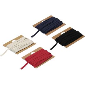 MECCANIXITY 1/4 Inch Double Fold Bias Tape Cotton Continuous Bulk Bias Tape for Sewing,Seaming Quilting Hemming Binding Crafts (Black,Warm White,Navy Blue,Deep Red 12 Yards)