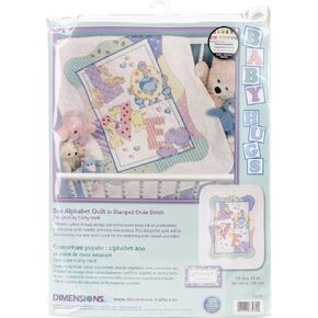 Dimensions Stamped Cross Stitch 'Zoo Alphabet' DIY Baby Quilt Kit, 34" x 43"
