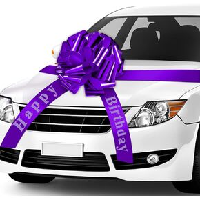 Happy Birthday Car Bow Big Car Ribbon Bow Large Gift Wrapping Bow Giant Bow for Car Decorative Huge Pull Bow for Christmas Party Birthday Car Decoration (Purple,20 Inches)