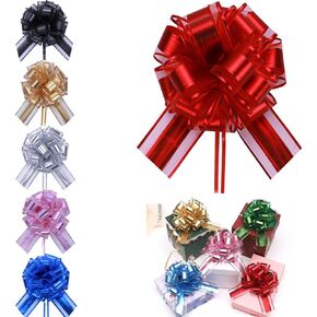 6 Pcs 6inch Pull Bow Christmas Gift Wrapping Pull Bow for Gifts Wrapping Party Birthday Holiday Gift Boxes Bow Basket Packaging Bows for Valentine's Day Presents Flower Decorations
