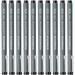 Staedtler 0.05 mm Pigment Liner Fineliner Sketching Drawing Drafting Pens Pack of 10