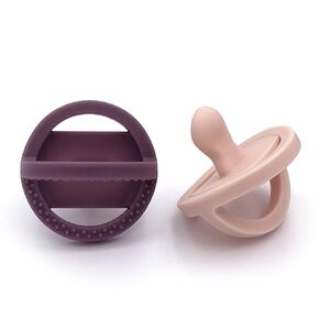 Doodle & Co. London Classic Pacifier for New Born Babies | BPA Free Angled Shape 100% Silicone for Infants with & Without Teeth | Helps Promote Healthy Oral Development | 0+ Months | Blush/Smash Cake