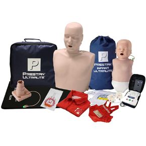 MCR Medical PRESTAN Ultralite CPR Manikin Bundle (1 Adult, 1 Infant), Medium Tone with AED UltraTrainer (Single) & MCR Accessories