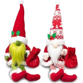 Christmas Gnomes Decorations 2PC Gnomes Plush Collectible Figurine Tomte Merry Christmas Santa Gnome Swedish Tomte Nisse Plush for Decor Holiay Party Gifts