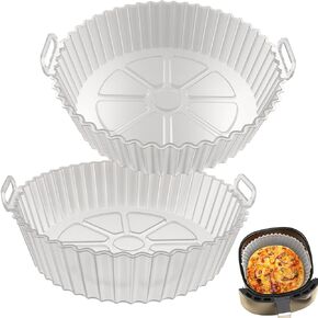 Air Fryer Silicone Liners 2 Pack, Altalsby 8 Inch Transparent Reusable Air Fryer Basket Liners for 3-5 QT Basket, Non-Stick Airfryer Silicone Pot Oven Liner for Ninja Air Fryer, Microwave Accessories