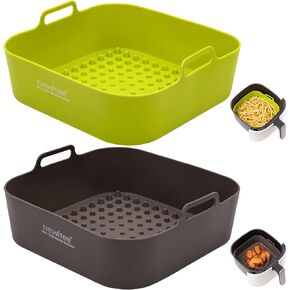 Air Fryer Silicone Liners Reusable, BPA Free Platinum Silicone Air Fryer Liners Perfectly Fit 5 QT Square Air Fryers Silicone Air Fryer Basket Baking Tray Air Fryer Inserts - 2 Pack