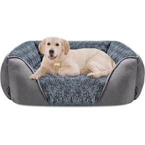 INVENHO Dog Bed for Large Medium Small Dogs/Puppy, Rectangle Washable, Orthopedic, Soft Calming Sleeping Durable Pet Cuddler with Anti-Slip Bottom S(20"x19"x6")