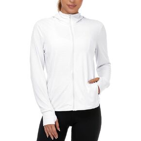 Jusfitsu Women's UPF 50+ Sun Protection Jacket Hooded Long Sleeve UV Shirt with Pockets for Yoga Running Hiking Fishing