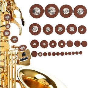 Sax Leather Pads, 28pcs Multi Size Sax Pads Repair and Maintenance Kit for Soprano Saxophone