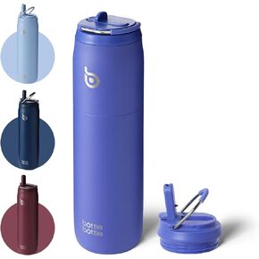 BOTTLE BOTTLE Stainless Steel Water Bottle with Straw and Lid 32oz Vacuum Insulated Water Bottle Stay Cold for 24 Hrs, Hot for 12 Hrs, Leak-Proof Wide Mouth Water Bottles for School,indigo blue