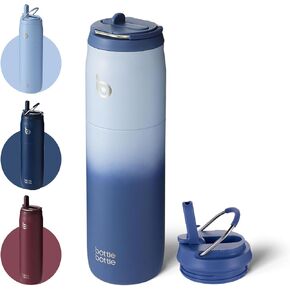 BOTTLE BOTTLE Stainless Steel Water Bottle with Straw and Lid 32oz Vacuum Insulated Water Bottle Stay Cold for 24 Hrs, Hot for 12 Hrs, Leak-Proof Wide Mouth Water Bottles for School,indigo blue