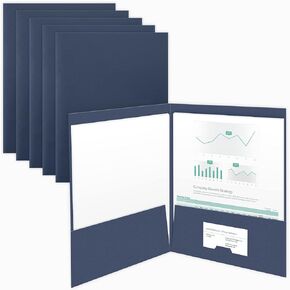25 Count, Blue, Two Pocket Presentation Folders, Perfect for Sales Material, Important Documents & More (9 x 12)