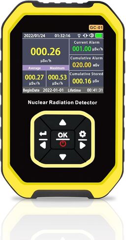 كاشف الإشعاع النووي من جيجر - مقياس جرعات الإشعاع مع شاشة LCD، مقياس مراقبة الإشعاع المحمول باليد بيتا جاما بالأشعة السينية USB القابل لإعادة الشحن، 5 وحدات جرعة مبدلة in Kuwait