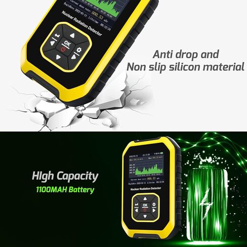 Geiger Counter Nuclear Radiation Detector Handheld Dosimeter Beta Gamma X-ray Radioactive Monitor Tester Alarm 5 Dosage Units Time Date Display for Industrial Use Research Home Personal in Saudi Arabia