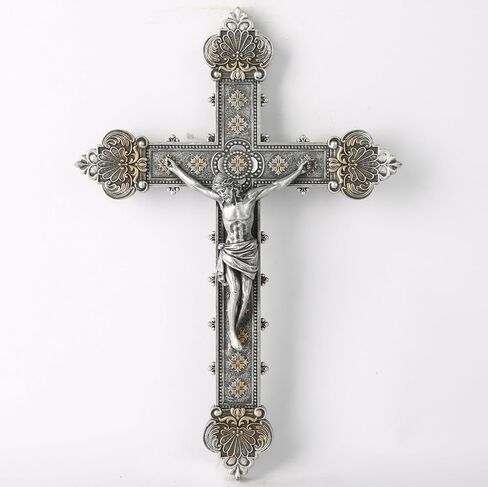 BC Catholic Crucifix Wall Cross, Holy Cross, Religious Gift, Hand-painted in Vintage Style Full Color, 12"H by Buildclassic in Saudi Arabia