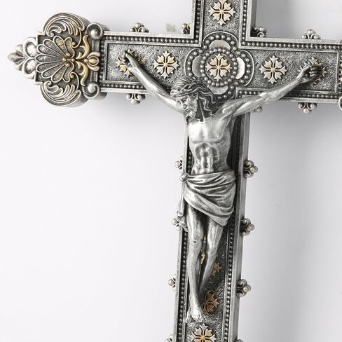 BC Catholic Crucifix Wall Cross, Holy Cross, Religious Gift, Hand-painted in Vintage Style Full Color, 12"H by Buildclassic in Saudi Arabia