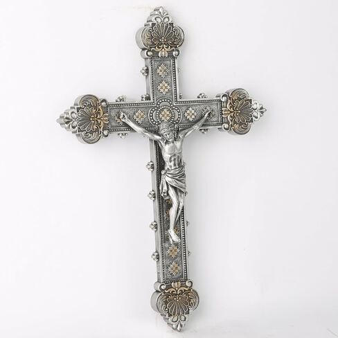 BC Catholic Crucifix Wall Cross, Holy Cross, Religious Gift, Hand-painted in Vintage Style Full Color, 12"H by Buildclassic in Saudi Arabia