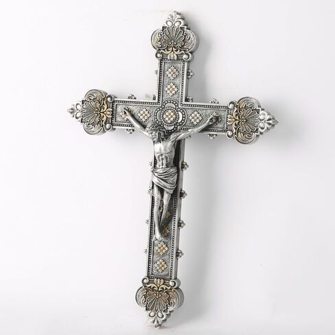 BC Catholic Crucifix Wall Cross, Holy Cross, Religious Gift, Hand-painted in Vintage Style Full Color, 12"H by Buildclassic in Saudi Arabia