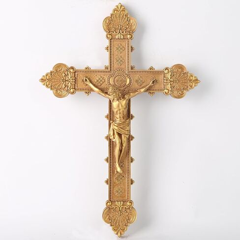 BC Catholic Crucifix Wall Cross, Holy Cross, Religious Gift, Hand-painted in Vintage Style Full Color, 12"H by Buildclassic in Saudi Arabia