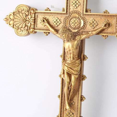 BC Catholic Crucifix Wall Cross, Holy Cross, Religious Gift, Hand-painted in Vintage Style Full Color, 12"H by Buildclassic in Saudi Arabia