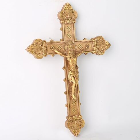 BC Catholic Crucifix Wall Cross, Holy Cross, Religious Gift, Hand-painted in Vintage Style Full Color, 12"H by Buildclassic in Saudi Arabia