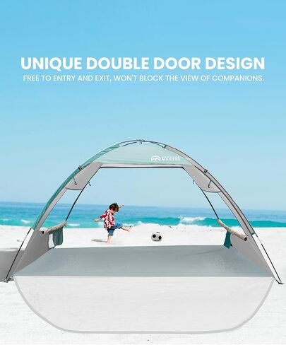OutdoorMaster Beach Tent for 3 Person with 2 Doors, Easy Setup Sun Shade Shelter, Portable Beach Shade Sun Canopy with UPF 50+ UV Protection, Extendable Floor with Carrying Bag in Saudi Arabia