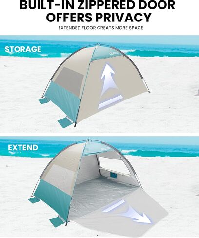 OutdoorMaster Beach Tent for 3 Person with 2 Doors, Easy Setup Sun Shade Shelter, Portable Beach Shade Sun Canopy with UPF 50+ UV Protection, Extendable Floor with Carrying Bag in Saudi Arabia