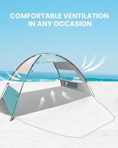 OutdoorMaster Beach Tent for 3 Person with 2 Doors, Easy Setup Sun Shade Shelter, Portable Beach Shade Sun Canopy with UPF 50+ UV Protection, Extendable Floor with Carrying Bag in Saudi Arabia