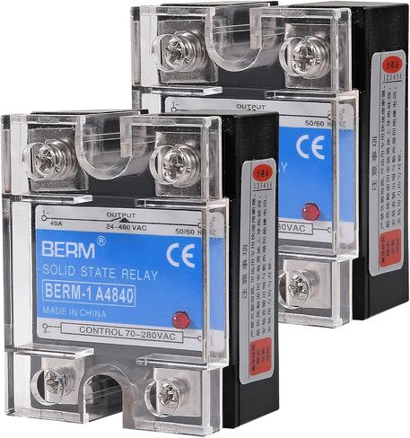 2 قطعة مرحل الحالة، مرحل الحالة الصلبة SSR-40AA التيار المتردد إلى مدخل التيار المتردد 70-250VAC للإخراج 24-480VAC 40A غطاء بلاستيكي أحادي الطور in Saudi Arabia