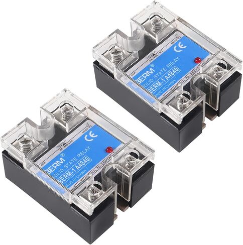 2 قطعة مرحل الحالة، مرحل الحالة الصلبة SSR-40AA التيار المتردد إلى مدخل التيار المتردد 70-250VAC للإخراج 24-480VAC 40A غطاء بلاستيكي أحادي الطور in Saudi Arabia