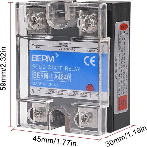 2 قطعة مرحل الحالة، مرحل الحالة الصلبة SSR-40AA التيار المتردد إلى مدخل التيار المتردد 70-250VAC للإخراج 24-480VAC 40A غطاء بلاستيكي أحادي الطور in Saudi Arabia
