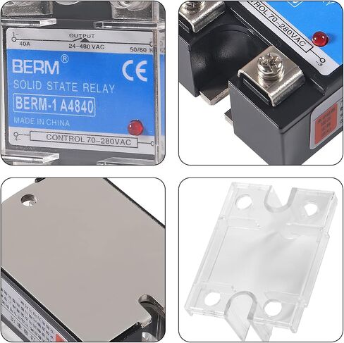 2 قطعة مرحل الحالة، مرحل الحالة الصلبة SSR-40AA التيار المتردد إلى مدخل التيار المتردد 70-250VAC للإخراج 24-480VAC 40A غطاء بلاستيكي أحادي الطور in Saudi Arabia