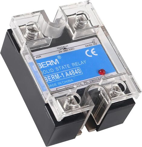 2 قطعة مرحل الحالة، مرحل الحالة الصلبة SSR-40AA التيار المتردد إلى مدخل التيار المتردد 70-250VAC للإخراج 24-480VAC 40A غطاء بلاستيكي أحادي الطور in Saudi Arabia