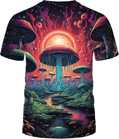 Men's Novelty Mushroom Planet Graphic Shirt Tee Top 3D Colorful Moon Printing T-Shirts in Saudi Arabia