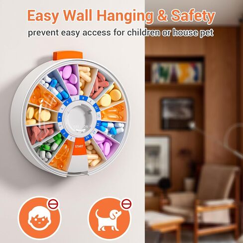 Zoksi Weekly Pill Organizer Box, Customize 14 or 7-Days Medication Storage, Wall-Mounted or Tabletop Pill Dispenser with Push Button, Easy Dispensing, Applicable to Home, Office (White) in Saudi Arabia