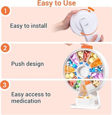 Zoksi Weekly Pill Organizer Box, Customize 14 or 7-Days Medication Storage, Wall-Mounted or Tabletop Pill Dispenser with Push Button, Easy Dispensing, Applicable to Home, Office (White) in Saudi Arabia
