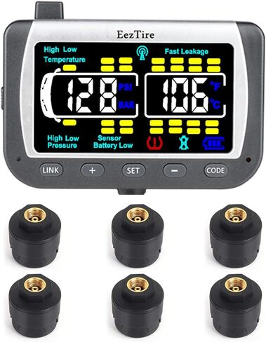 EEZTire-TPMS6ATC نظام مراقبة ضغط الإطارات في الوقت الحقيقي/24 × 7 - شاشة ملونة + 6 أجهزة استشعار in Saudi Arabia