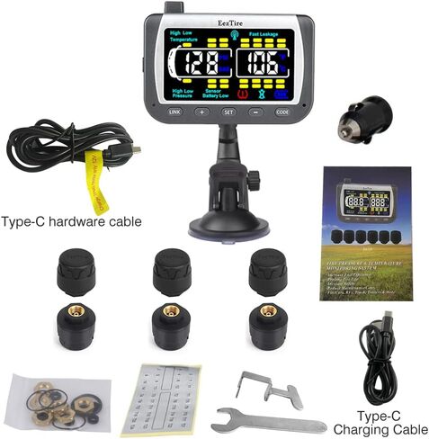 EEZTire-TPMS6ATC نظام مراقبة ضغط الإطارات في الوقت الحقيقي/24 × 7 - شاشة ملونة + 6 أجهزة استشعار in Saudi Arabia
