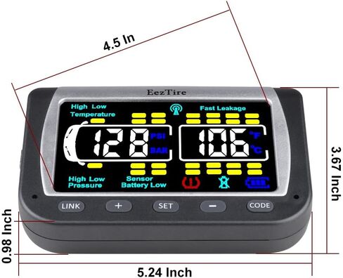 EEZTire-TPMS6ATC نظام مراقبة ضغط الإطارات في الوقت الحقيقي/24 × 7 - شاشة ملونة + 6 أجهزة استشعار in Saudi Arabia