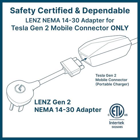 محول NEMA 14-30 لشاحن الهاتف المحمول Tesla Gen 2، قم بتوصيل شاحن الهاتف المحمول Tesla بمنفذ NEMA 14-30 240 فولت عند 32 أمبير (طول 14-30 15.5 بوصة) in Kuwait