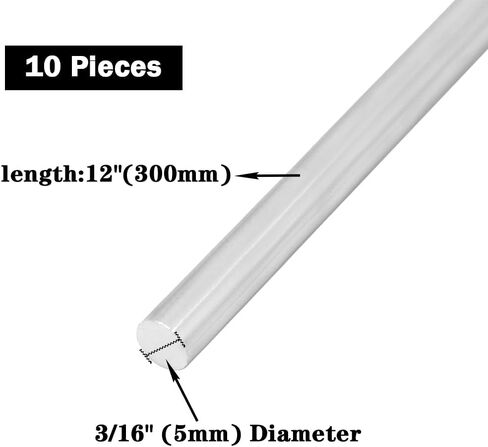 قضيب دائري من الألومنيوم بقطر 3/16 بوصة من JoyTube، عصا ألومنيوم صلبة 6061 بطول 12 بوصة للحرف اليدوية (10 قطع) in Kuwait