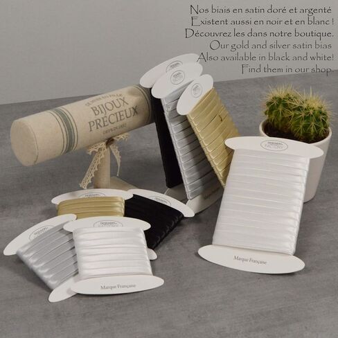 شريط ساتان متحيز من المصممين - متوفر بعدة ألوان - انحياز ربط ساتان مزدوج الطي للخياطة - مثالي للتشطيبات المكررة وكذلك لتغطية طبقاتك. (بنسبة 5.46 ياردة، أسود) in Kuwait