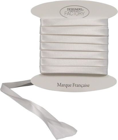 شريط ساتان متحيز من المصممين - متوفر بعدة ألوان - انحياز ربط ساتان مزدوج الطي للخياطة - مثالي للتشطيبات المكررة وكذلك لتغطية طبقاتك. (بنسبة 5.46 ياردة، أسود) in Kuwait