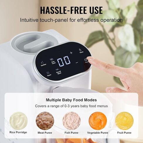 VEVOR Baby Food Maker, Baby Food Processor, BPA-Free 5 in 1 Baby Food Puree Blender Steamer Grinder with SUS304 Stainless Steel Blades and 750ML Tritan Container, for Food Fruit Vege Meat ETL, 430W in Saudi Arabia