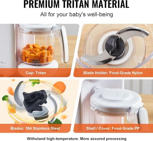 VEVOR Baby Food Maker, Baby Food Processor, BPA-Free 5 in 1 Baby Food Puree Blender Steamer Grinder with SUS304 Stainless Steel Blades and 750ML Tritan Container, for Food Fruit Vege Meat ETL, 430W in Saudi Arabia