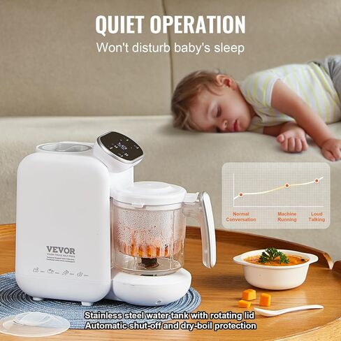 VEVOR Baby Food Maker, Baby Food Processor, BPA-Free 5 in 1 Baby Food Puree Blender Steamer Grinder with SUS304 Stainless Steel Blades and 750ML Tritan Container, for Food Fruit Vege Meat ETL, 430W in Saudi Arabia