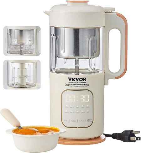 VEVOR Baby Food Maker, Baby Food Processor, BPA-Free 5 in 1 Baby Food Puree Blender Steamer Grinder with SUS304 Stainless Steel Blades and 750ML Tritan Container, for Food Fruit Vege Meat ETL, 430W in Saudi Arabia