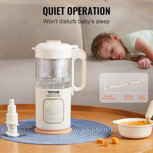 VEVOR Baby Food Maker, Baby Food Processor, BPA-Free 5 in 1 Baby Food Puree Blender Steamer Grinder with SUS304 Stainless Steel Blades and 750ML Tritan Container, for Food Fruit Vege Meat ETL, 430W in Saudi Arabia